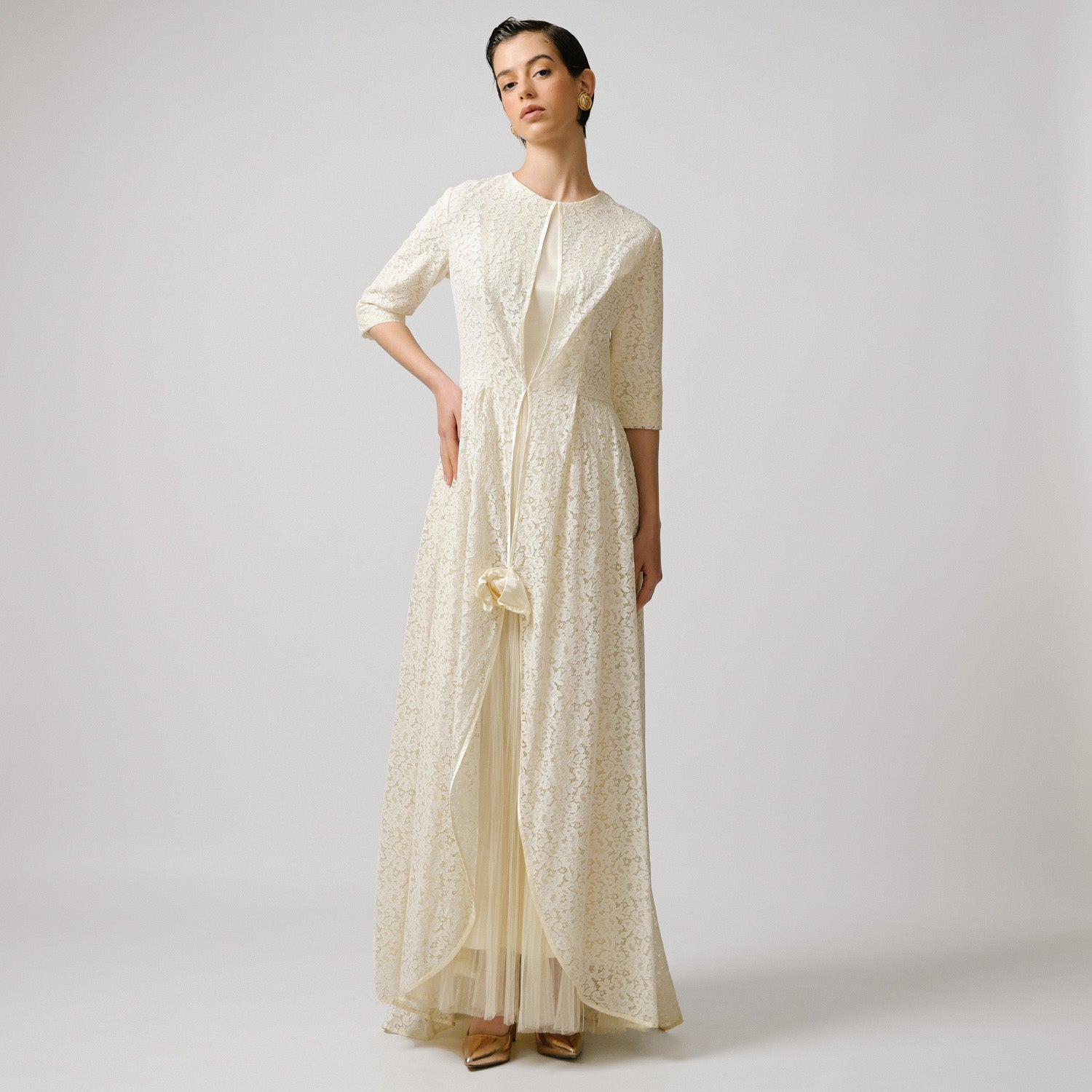 VIN-WED-23339 Vintage boho νυφικό φόρεμα 70's Μ