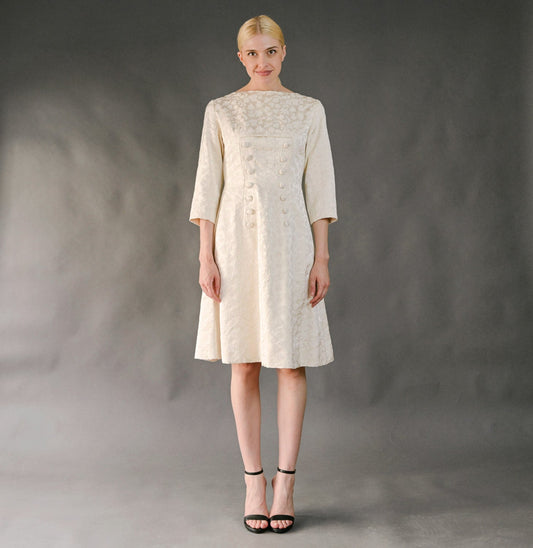 VIN-WED-23581 Vintage νυφικό φόρεμα κρεμ Μ