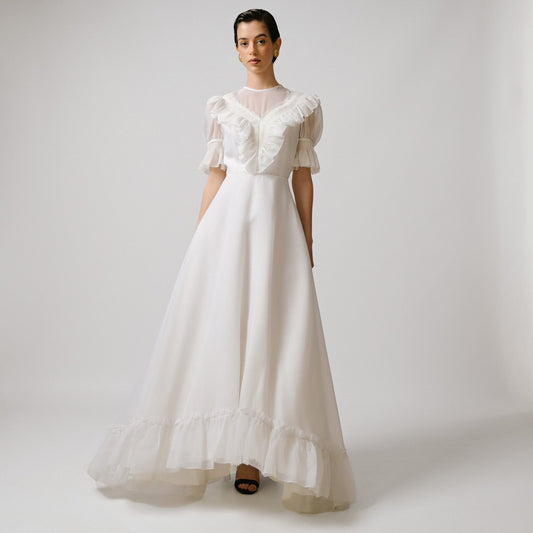 VIN-WED-23338 Vintage νυφικό φόρεμα λευκό XS