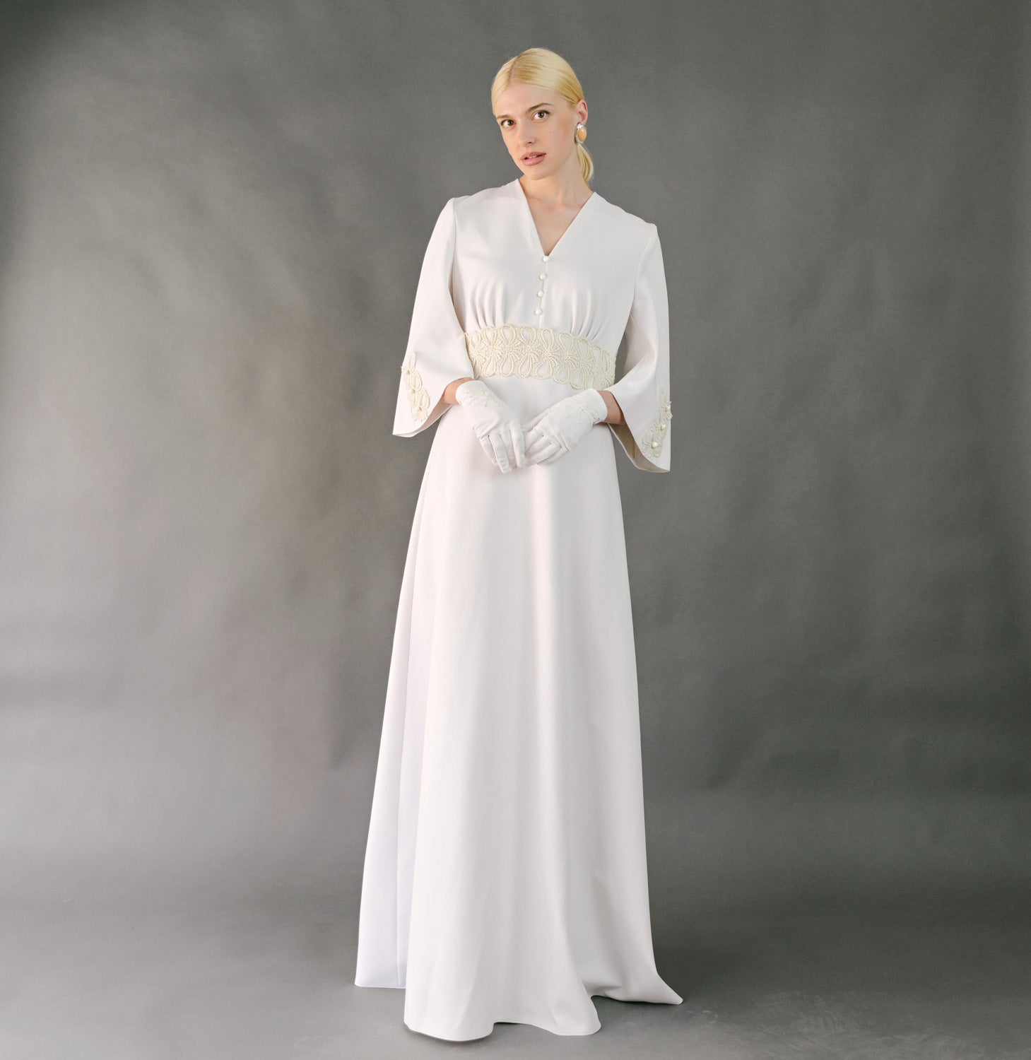 VIN-WED-23599 Vintage νυφικό φόρεμα λευκό M-L
