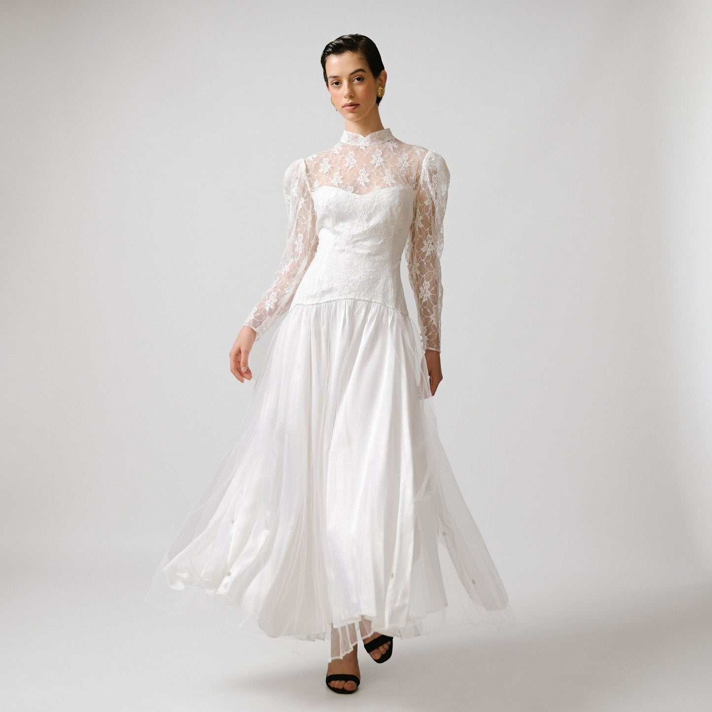 VIN-WED-23061 Vintage νυφικό φόρεμα λευκό M