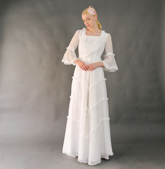 VIN-WED-23597 Vintage νυφικό φόρεμα λευκό S