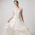 VIN-WED-23306 Vintage νυφικό φόρεμα κρεμ M-L