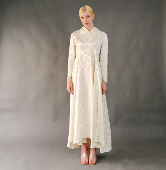 VIN-WED-23593 Vintage νυφικό φόρεμα κρεμ M