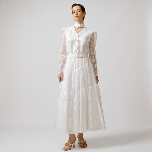 VIN-WED-22139 Vintage νυφικό φόρεμα 90's λευκό M