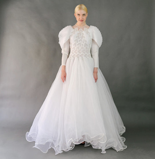 VIN-WED-23606 Vintage νυφικό φόρεμα λευκό S-M