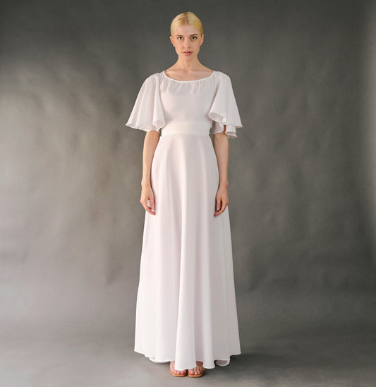 VIN-WED-23583 Vintage νυφικό φόρεμα λευκό 70's XS