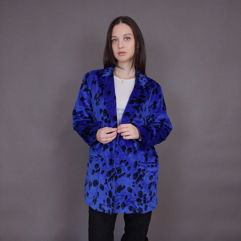 VIN-OUTW-32897 Vintage σακάκι βελουτέ ηλεκτρίκ Μ-L