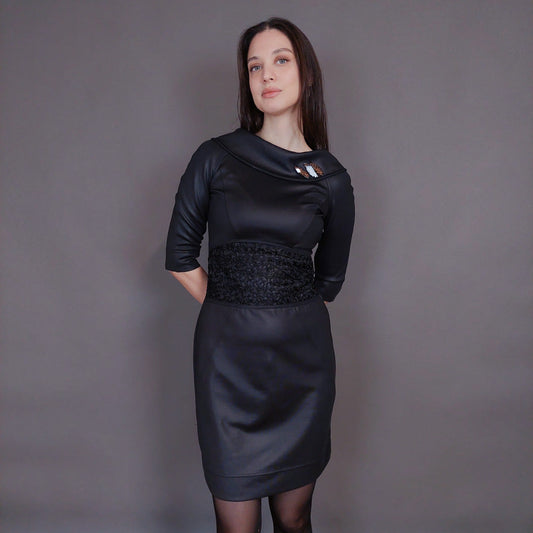 VIN-DR-32952 Vintage φόρεμα μαύρο επίσημο S