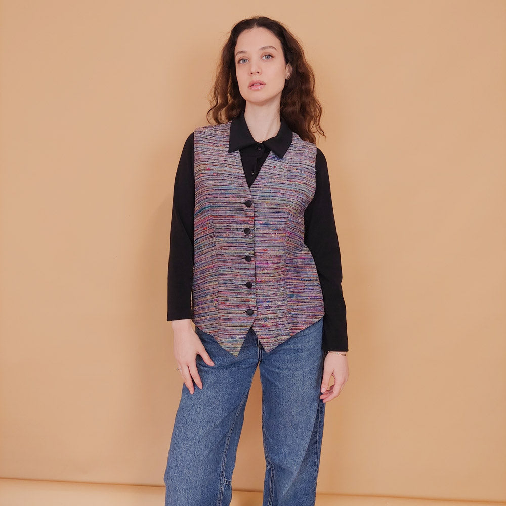 VIN-OUTW-34534 Vintage μεταξωτό ethnic style γιλέκο M