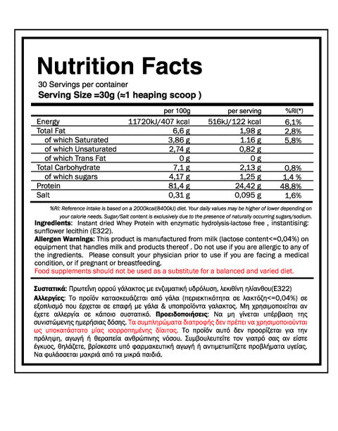 Whey Better HydroProtein 80%- Lactose Free(908g)