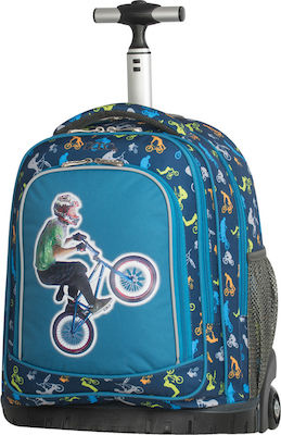 Polo Bike Kid Σχολική Τσάντα Τρόλευ Δημοτικού σε Μπλε χρώμα Μ37 x Π23 x Υ42cm