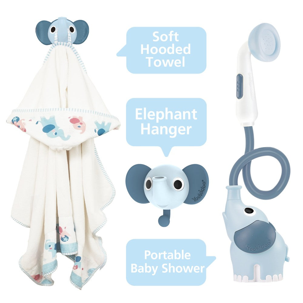 Yookidoo Elephant Baby Shower Bath Set - Blue YKD-40229