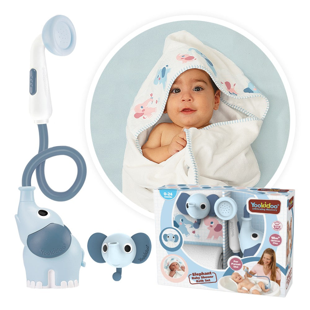 Yookidoo Elephant Baby Shower Bath Set - Blue YKD-40229