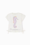 Ζippy Kids μπλουζάκι για κορίτσια SEAHORSE λευκό