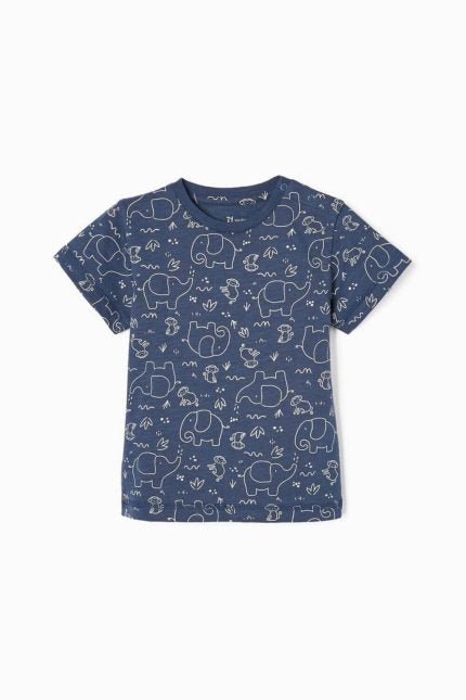 Ζippy Kids μπλουζάκι μπλε ELEPHANTS & MONKEYS