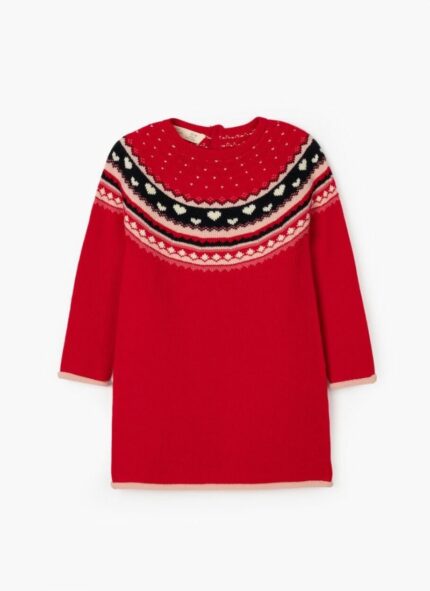 Zippy Kids πλεκτό φόρεμα καρδούλες κόκκινο