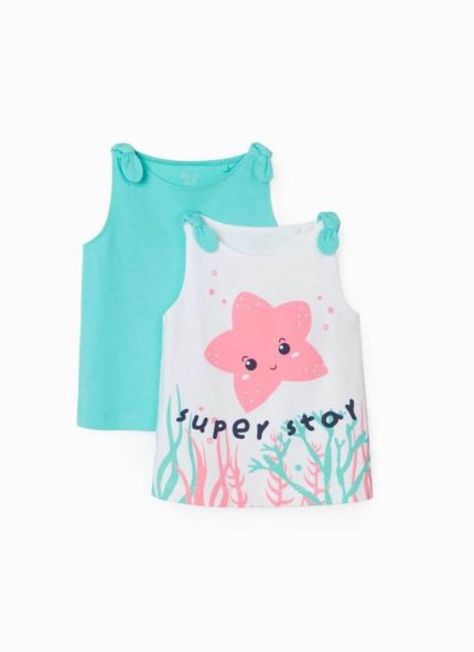 Ζippy Kids σετ αμάνικα τοπ baby κορίτσι λευκό βεραμάν