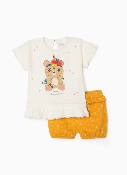 Ζippy Kids set μπλούζα σορτς baby κορίτσι λευκό κίτρινο