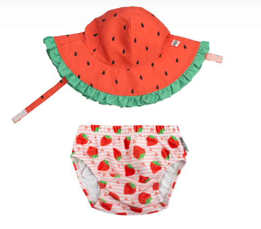 Zoocchini Σετ Μαγιό και Καπέλο UPF50+ Strawberry Delight ZOO12018