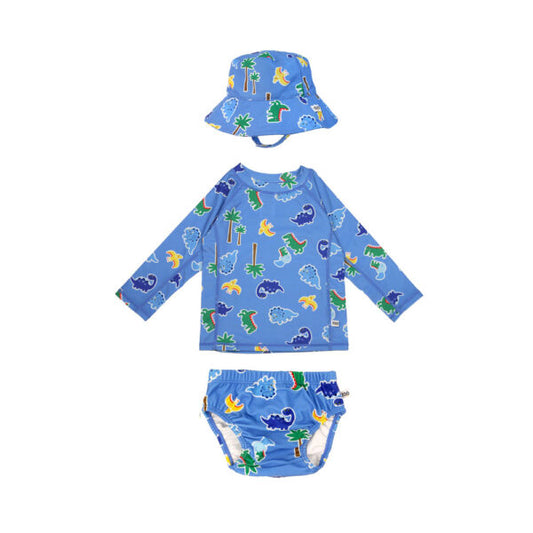Zoocchini Σετ UV Μαγιώ Πάνα Bucket Καπέλο Μπλούζα Devin the Dino &amp; Friends ZOO16013
