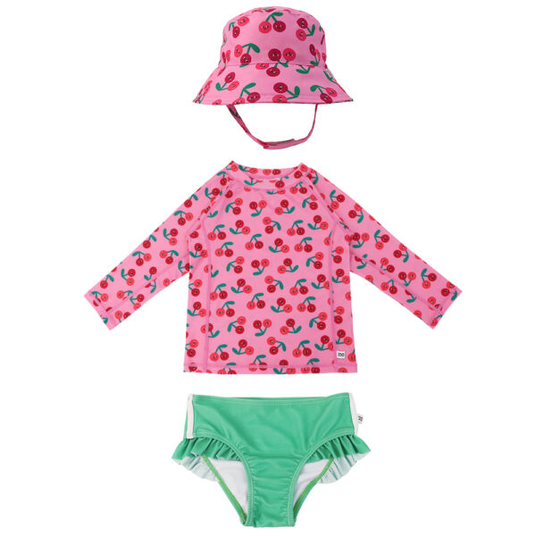 Zoocchini Σετ UV Μαγιώ Bucket Καπέλο Μπλούζα Cherry  ZOO16021