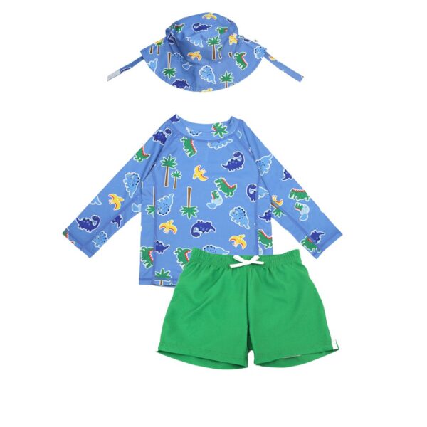 Zoocchini Σετ UV Μαγιώ Bucket Καπέλο Μπλούζα Devin the Dino &amp; Friends  ZOO16008