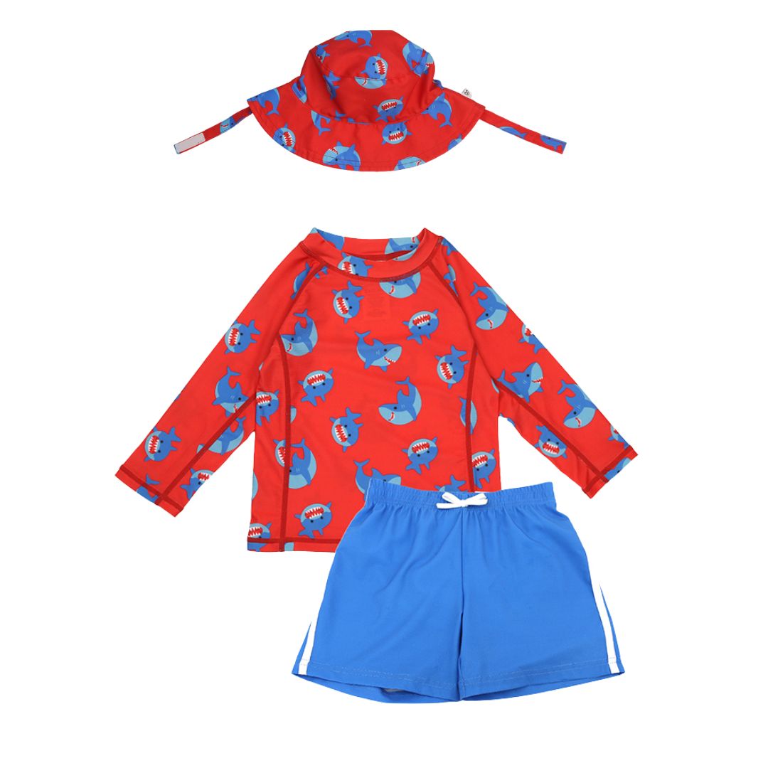 Zoocchini Σετ UV Μαγιώ Bucket Καπέλο Μπλούζα Sherman the Shark ZOO16009